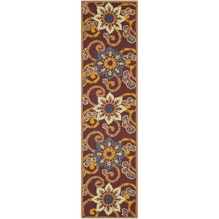 Safavieh 2 x 8 ft. Runner- Indoor - Outdoor Four Seasons Burgundy Hand Hooked Rug FRS513B-28